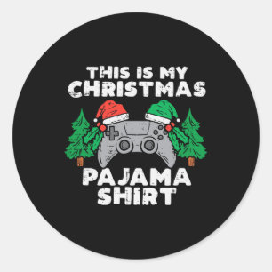 This Is My Christmas Pajama Video Games Boys Men X Classic Round Sticker