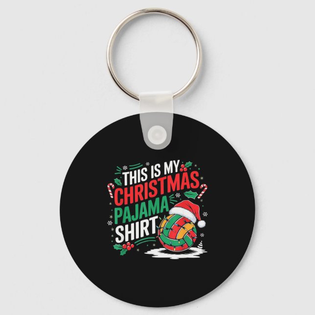 This Is My Christmas Pajama Volleyball Srt Xmas  Keychain (Front)