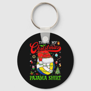 This Is My Christmas Pajama Volleyball Xmas Tree L Keychain