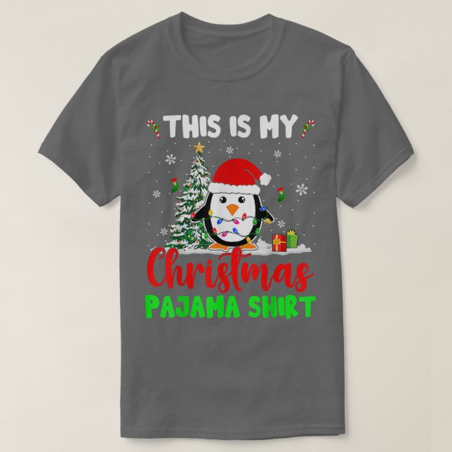 This Is My Christmas Pajama  Xmas Lights Santa Pen T-Shirt (Design Front)