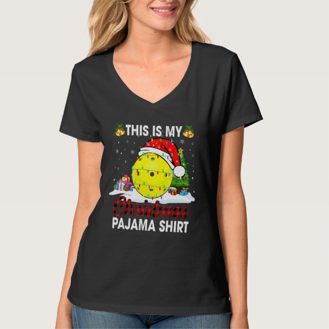 This Is My Christmas Pajama  Xmas Santa Pickleball T-Shirt (Front)