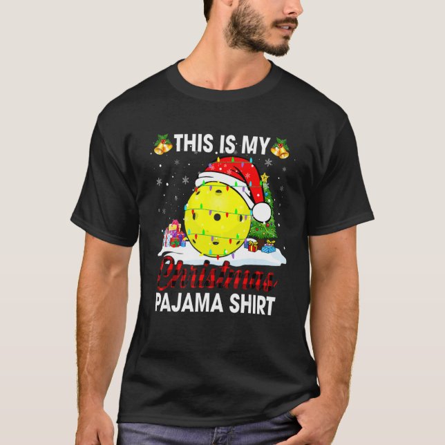 This Is My Christmas Pajama  Xmas Santa Pickleball T-Shirt (Front)