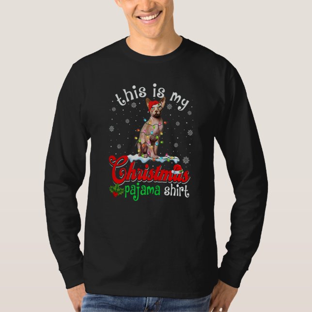 This Is My Christmas Pajama Xmas Sphynx Cat Tree T-Shirt (Front)