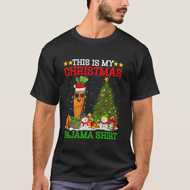 This Is My Christmas Pajamas Carrot Lights Christm T-Shirt (Front)