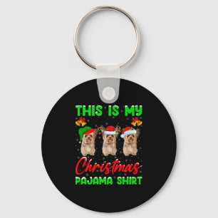 This Is My Christmas Pajamas Funny Yorkie Dog Chri Keychain