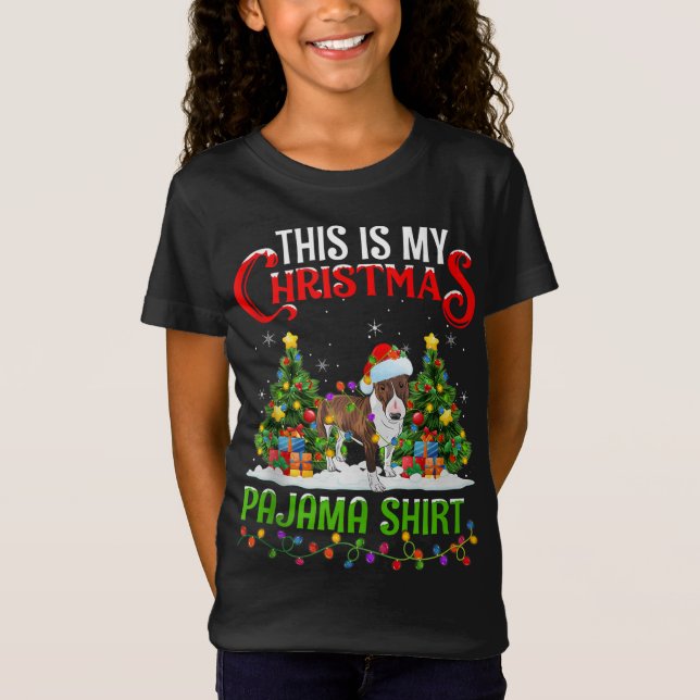 This Is My Christmas Pajamas Lighting Bull Terrier T-Shirt (Front)
