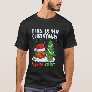 This Is My Christmas Pajamas Santa Hat Basketball T-Shirt