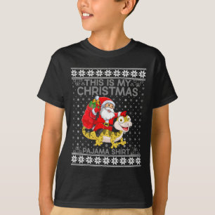 This Is My Christmas Pajamas Santa Riding Lizard U T-Shirt