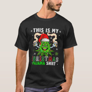 This Is My Christmas Pyjamas Plaid Santa Xmas Weed T-Shirt