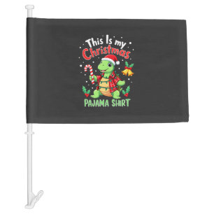 This Is My Christmas Turtle Pajama Shirt Buffalo P Car Flag