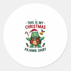 This Is My Christmas Turtle Pajama Shirt Buffalo P Classic Round Sticker