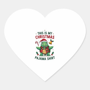 This Is My Christmas Turtle Pajama Shirt Buffalo P Heart Sticker