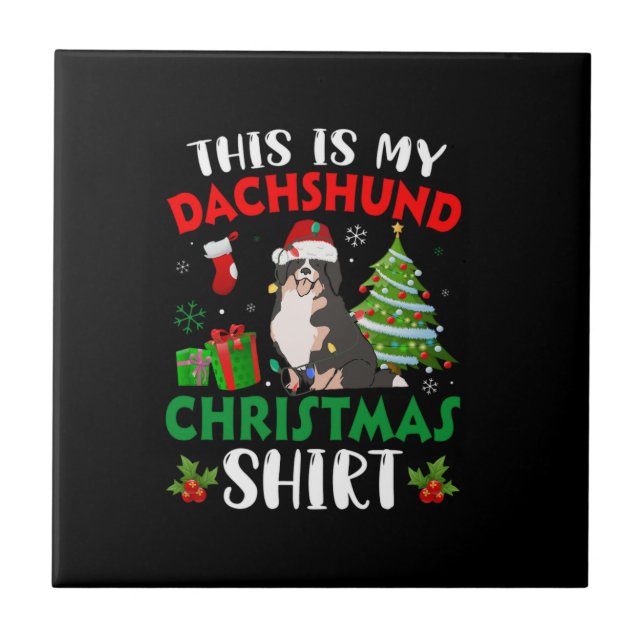 this is my dachshund christmas ceramic tile (Front)