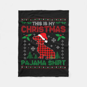 This Is My Dachshund Dog Red Plaid Christmas Ugly Fleece Blanket