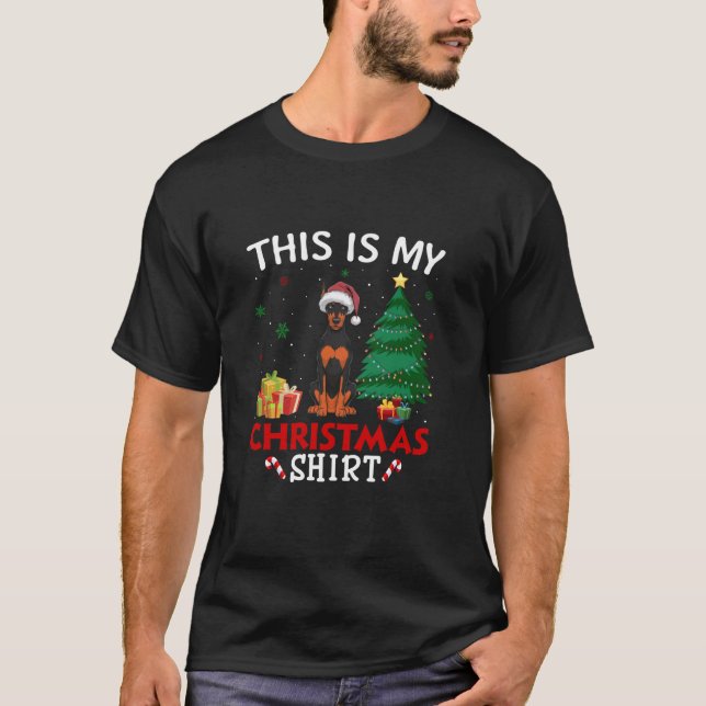 This is My Doberman Pinscher Dog Santa Hat Christm T-Shirt (Front)
