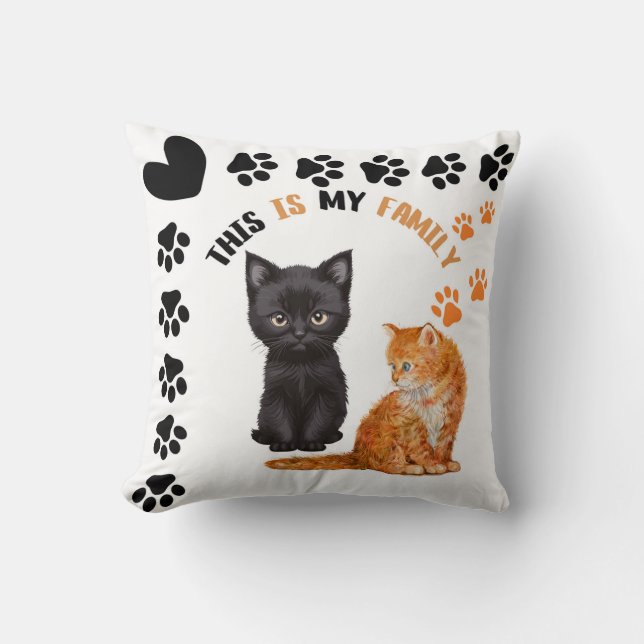 This Is My Family Cats Throw Pillow (Front)