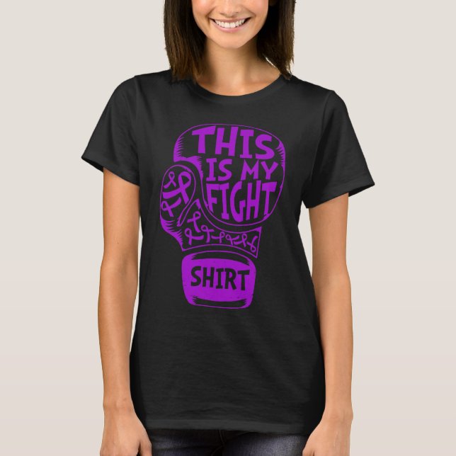 This Is My Fight Fibromyalgia Purple Ribbon Glove  T-Shirt (Front)