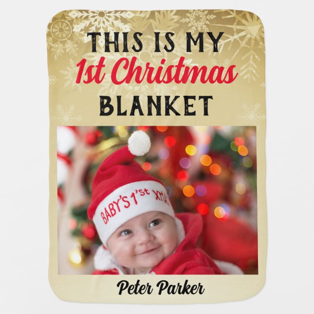 This is My First Christmas Photo Baby Blanket (Front)