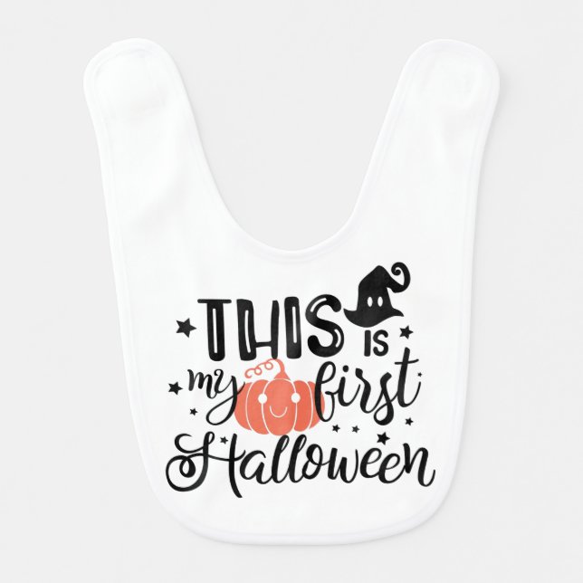 This is My First Halloween Pumpkin Baby Bib (Front)