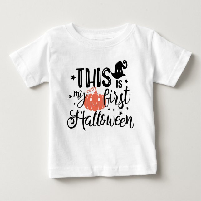 This is My First Halloween Pumpkin Baby T-Shirt (Front)