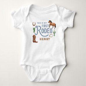 This is My First Rodeo Western 1st Birthday Name B Baby Bodysuit
