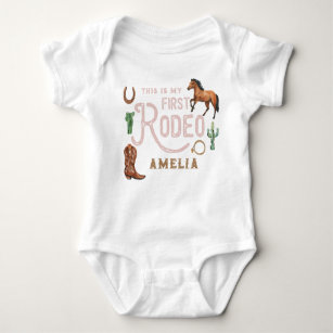 This is My First Rodeo Western 1st Birthday Name Baby Bodysuit
