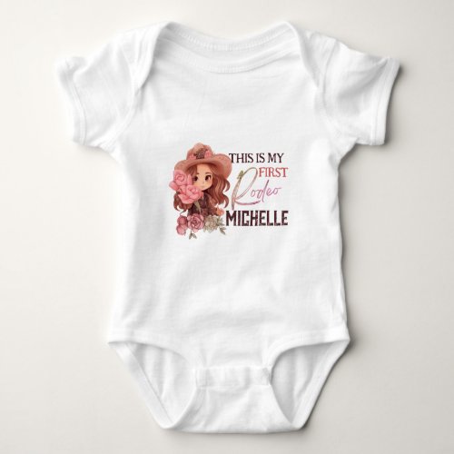 This is My First Rodeo Western 1st Birthday Name  Baby Bodysuit