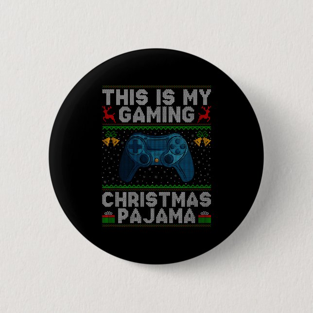 This Is My Gaming Christmas Pajamas Ugly Xmas Swea Button (Front)