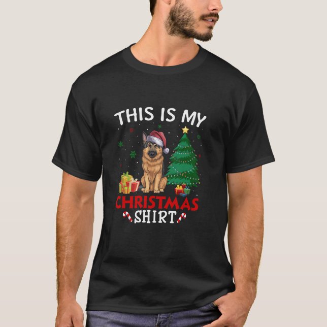 This is My German Shepherd Dog Santa Hat Christmas T-Shirt (Front)