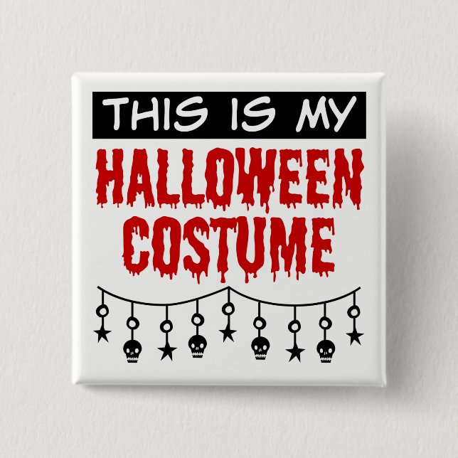 This is My Halloween Costume Skulls Stars Pinback Button (Front)