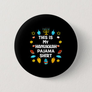 This Is My Hanukkah Pajama Shirt Chanukah Jewish M Button