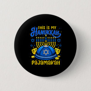 This Is My Hanukkah Pajamakah For Jewish Christmas Button