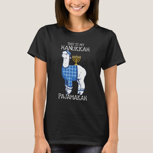 This is My Hanukkah Pajamakah Llama Menorah  Pajam T-Shirt (Front)