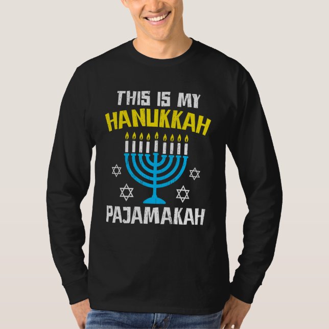 This Is My Hanukkah Pajamakah Menorah Chanukah Paj T-Shirt (Front)