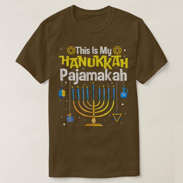 This Is My Hanukkah Pajamakah Menorah Chanukah Paj T-Shirt (Design Front)