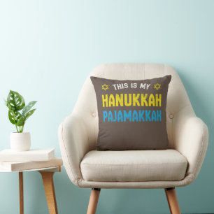 This Is My Hanukkah Pajamakkah, Funny Happy Hanukk Throw Pillow