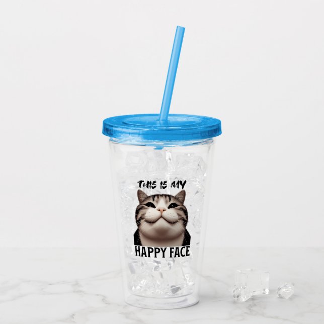 This is my Happy Face Acrylic Tumbler (Back Ice)