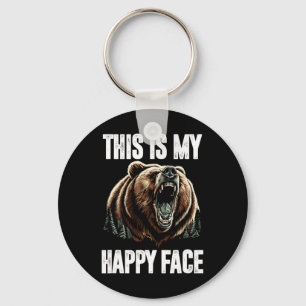This Is My Happy Face Bear Funny Grizzly Forest Hu Keychain