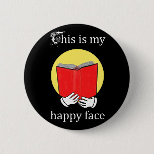 This is my Happy Face - Emoji reading a Book Pinback Button