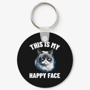 This Is My Happy Face - Funny Cat With Grumpy Face Keychain