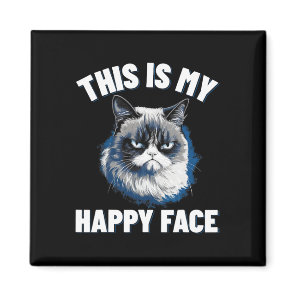 This Is My Happy Face - Funny Cat With Grumpy Face Magnet
