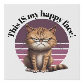 This IS My Happy Face! Grumpy Cat Faux Canvas Print