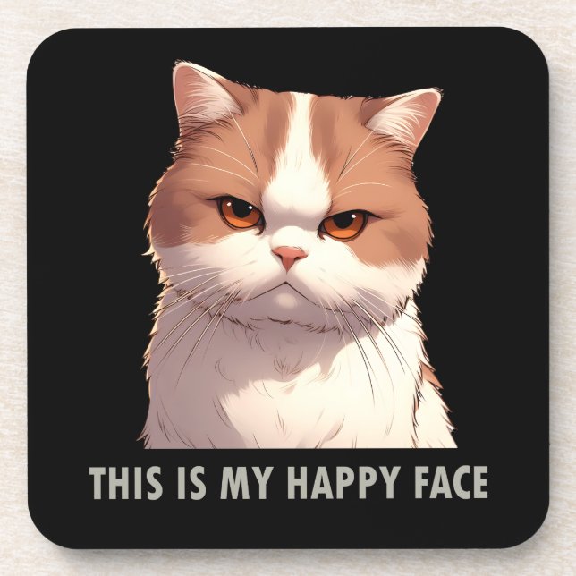 This is my Happy Face Moody Cat Beverage Coaster (Front)