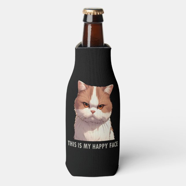 This is my Happy Face Moody Cat Bottle Cooler (Bottle Front)
