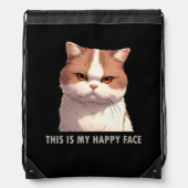 This is my Happy Face Moody Cat Drawstring Bag (Front)