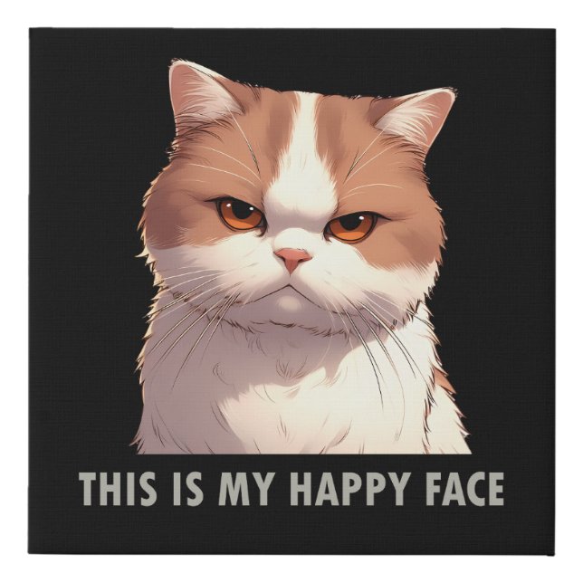 This is my Happy Face Moody Cat Faux Canvas Print (Front)