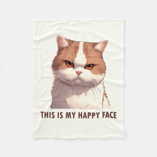 This is my Happy Face Moody Cat Fleece Blanket (Front)