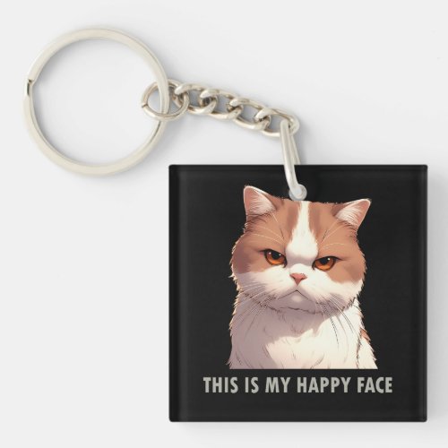 This is my Happy Face Moody Cat Keychain
