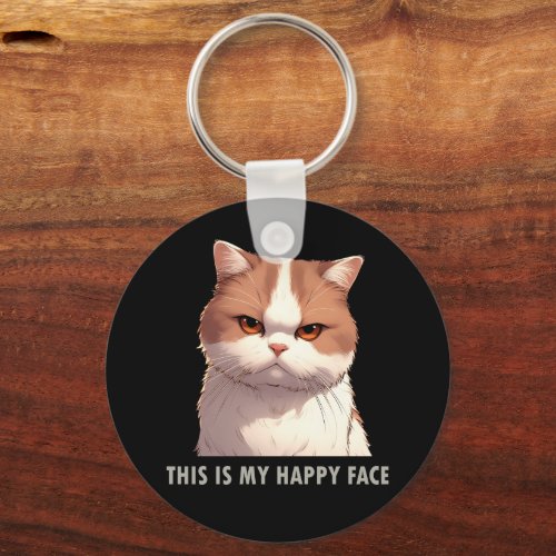 This is my Happy Face Moody Cat Keychain