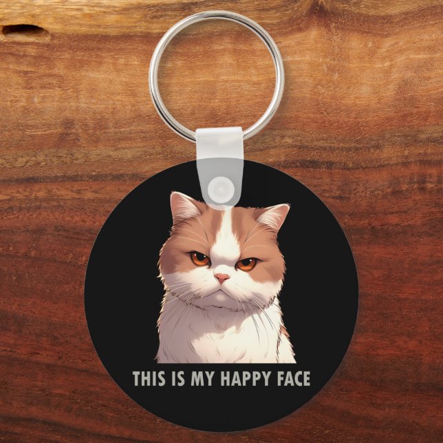 This is my Happy Face Moody Cat Keychain (Front)